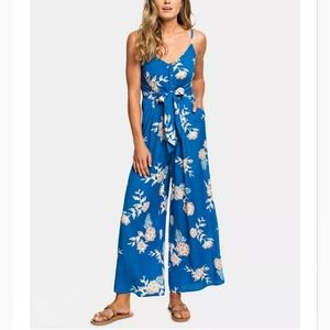 Roxy Flared Wide Leg Jumpsuit Blue Juniors Medium